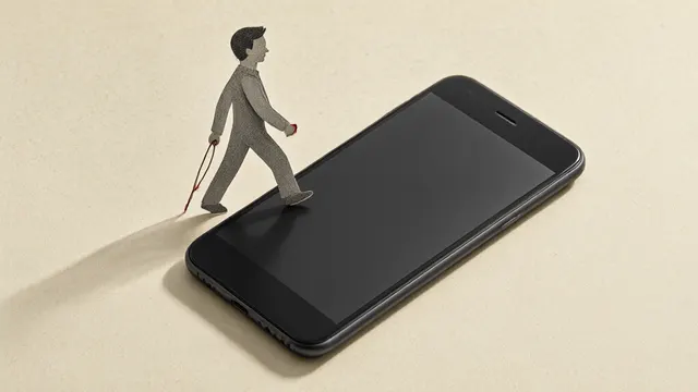 Illustrasjon: en svart smarttelefon ligger på varmt papir mens en liten papirfigur stiger av skjermen — et bilde på telefonen som AI-agent som handler på brukerens vegne.
