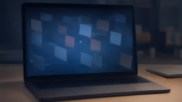 A laptop displaying an abstract grid of connected tools.