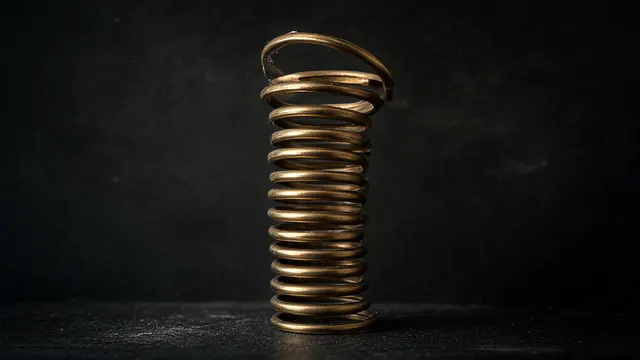 Nine nested brass rings with the top one snapped open – an illustration of a record-breaking nine-loop calculation in theoretical physics.